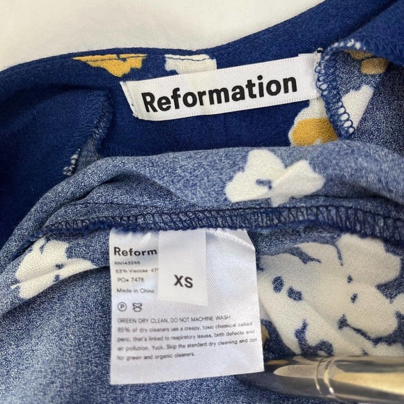 Reformation Floral Jade Tie Strap Midi Dress XS Blue 44" - Picture 2 of 9